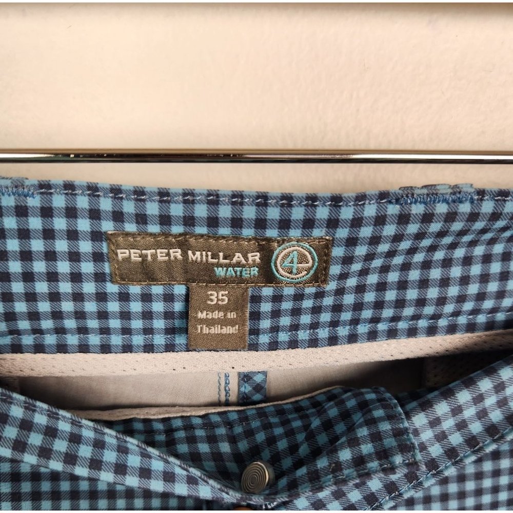 Peter Millar 4 Water Men's Sz. 35 Surf/Water Shorts In Gingham Blue - Picture 2 of 7